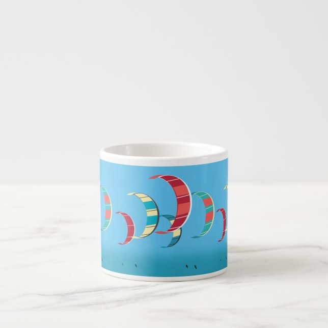 Taza De Espresso Diseño de Kiteboard Azul (Frente)