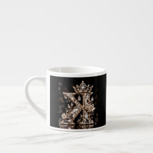 Taza De Espresso Diseño de lujo con cristal beige letra K