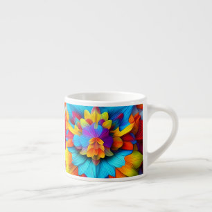 Taza De Espresso Diseño de Mandala floral colorida