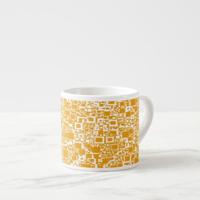 Taza De Espresso Diseño de mosaico amarillo y blanco (Derecha)