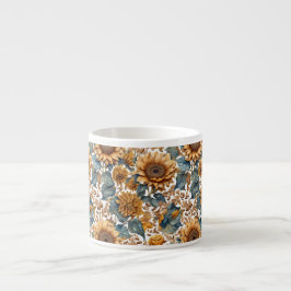 Taza De Espresso Diseño de patrón de girasoles bailarines