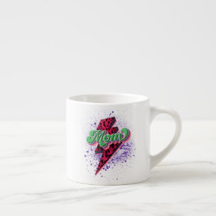 Taza De Espresso Diseño de sublimación de mamá retro, leopardo de m