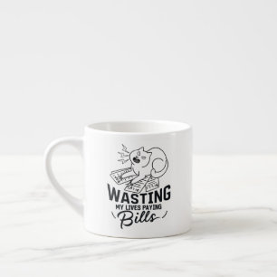Taza De Espresso Diseño Divertido de Gato que Derrocha Mis Vidas