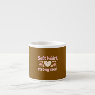 Taza De Espresso Diseño Estético Pastel Corazón Suave Alma Fuerte p
