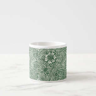 Taza De Espresso diseño floral verde caléndula de william morris