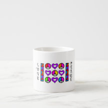 Diseño geométrico colorido Paz y Amor Mug