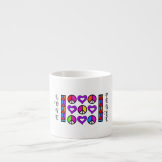 Taza De Espresso Diseño geométrico colorido Paz y Amor Mug