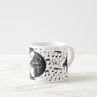 Taza De Espresso Diseño musical y de piano en blanco y negro