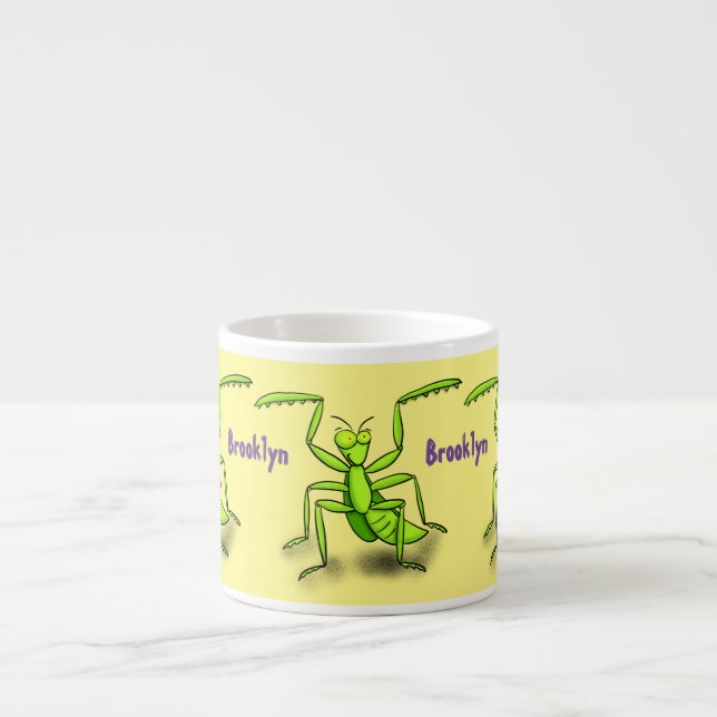 Taza De Espresso Divertido ilustracion personalizado de mantis de o (Frente)