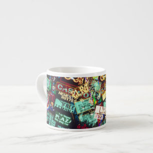Taza De Espresso Doble exposición, señales de casino, Las Vegas,