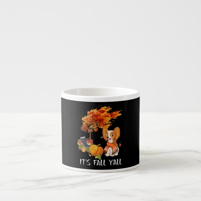 Taza De Espresso Dog Lovers | Papillon es otoño (Frente)