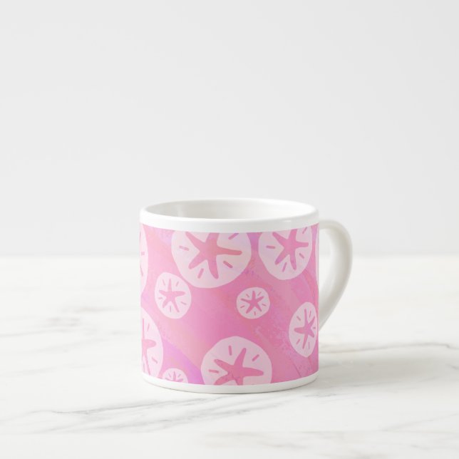 Taza De Espresso Dolar de arena blanco y rosa (Derecha)
