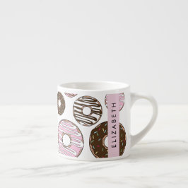 Taza De Espresso Donuts rosados, donuts marrones, rociadores, tu no