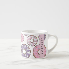 Taza De Espresso Donuts rosados, Donuts morados, salpicaduras, tu n