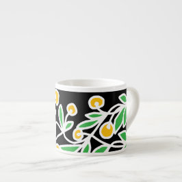Taza De Espresso Doodle amarillo y verde