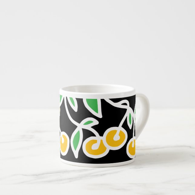 Taza De Espresso Doodle amarillo y verde (Derecha)