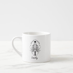 Taza De Espresso Doodle de árbol de Navidad Arte de tinta caprichos