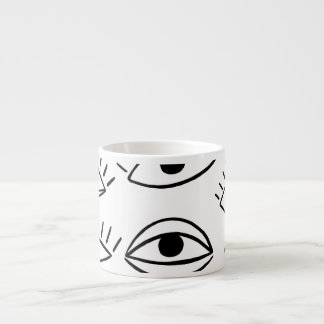 Taza De Espresso Doodle eye, patrón creativo sin costuras.