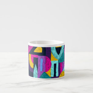 Taza De Espresso Doodles retro: arte pop geométrico.