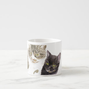 Taza De Espresso Dos gatos - tabby y tortie