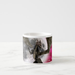 Taza De Espresso Dragón Negro - Criatura Fantástica Mítica Cielo Ro