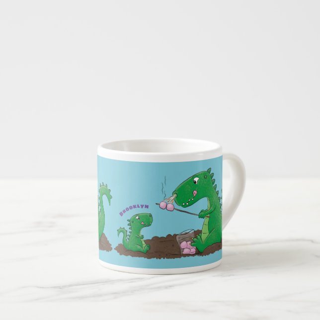 Taza De Espresso dragones cortos asando malvaviscos personalizado (Derecha)