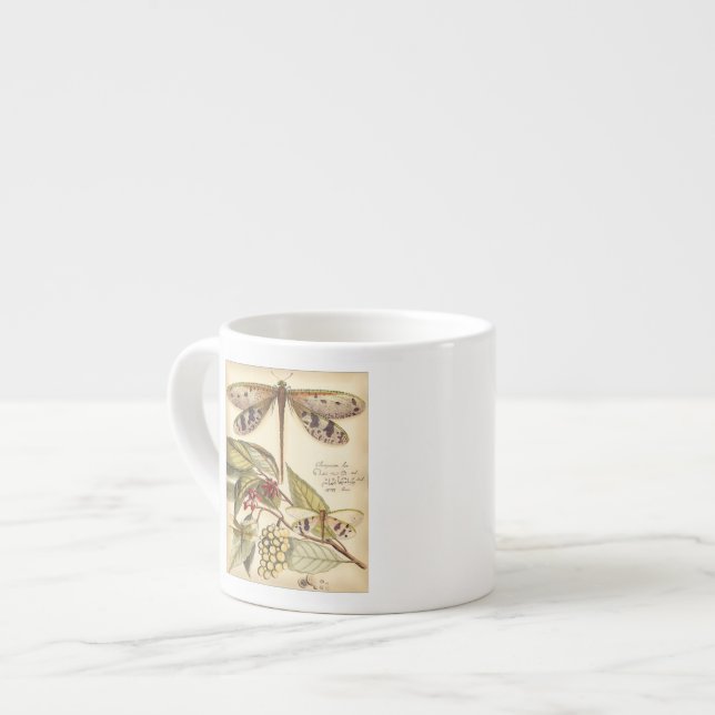 Taza De Espresso Dragonflies con hojas y fruta (Izquierda)