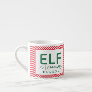Taza De Espresso Duende en navidad rojo, verde y blanco del