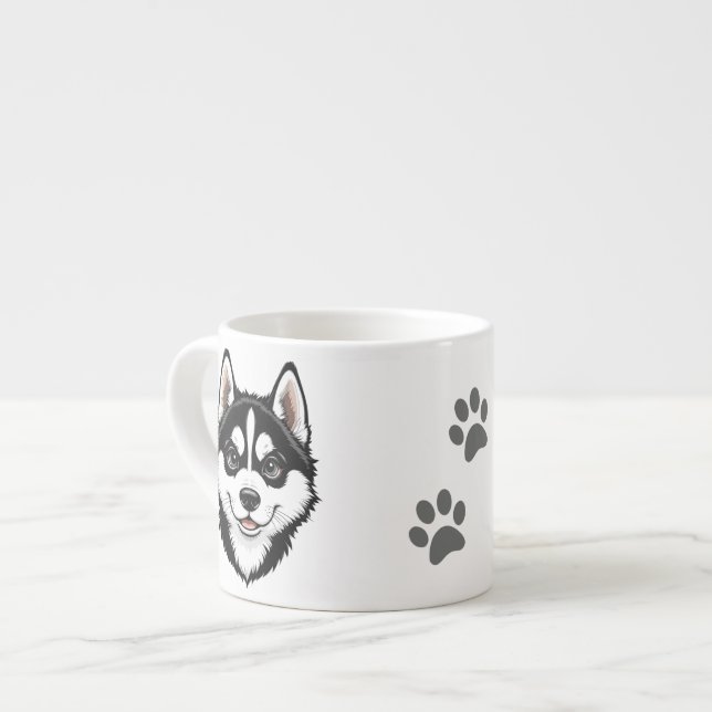 Taza De Espresso Dulce Cachorro Husky Siberiano (Izquierda)