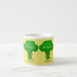 Taza De Espresso Dulce ilustración de dibujos animados de brócoli b