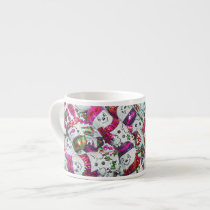 Taza De Espresso Dulce Snowmen Pink espresso mug