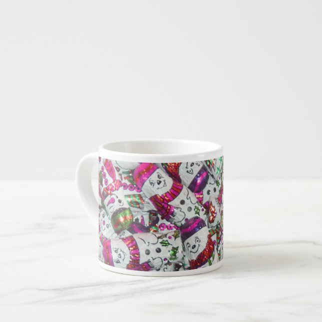 Taza De Espresso Dulce Snowmen Pink espresso mug (Izquierda)