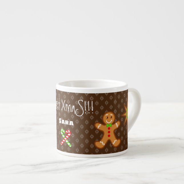 Taza De Espresso dulces XmaS Gingerbread Pals-Candy Cane Personaliz (Derecha)
