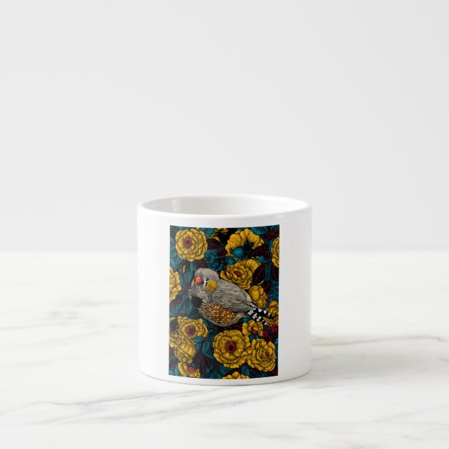 Taza De Espresso Eca de cebra y arbusto rosa (Frente)