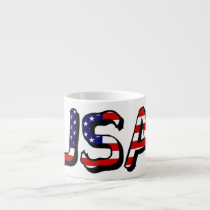 Taza De Espresso EE.UU. sobrepuesto sobre el atracón de la bandera 