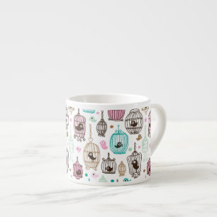 Taza De Espresso el amor de la jaula de pájaros embroma el modelo