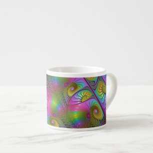 Taza De Espresso El Arte Fractal Abstracto Trippy Luminoso Colorido