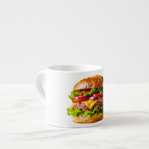Taza De Espresso El delicioso y apetitoso thic de hamburguesa apila