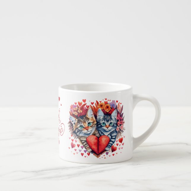 Taza De Espresso El día de San Valentín Cat Mug (Derecha)