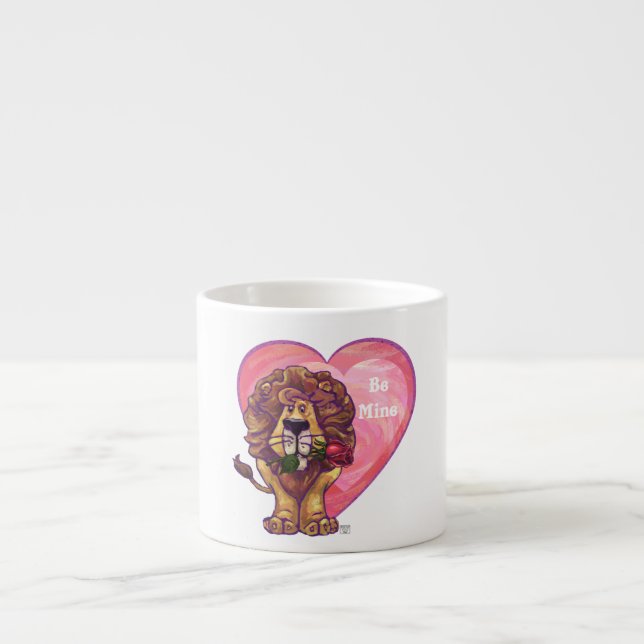 Taza De Espresso El día de San Valentín de leones (Frente)