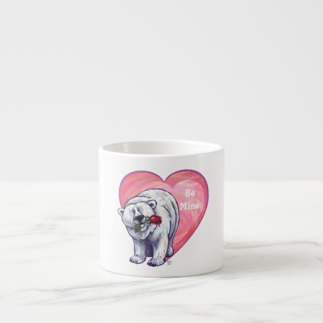 Taza De Espresso El día de San Valentín del oso polar (Frente)