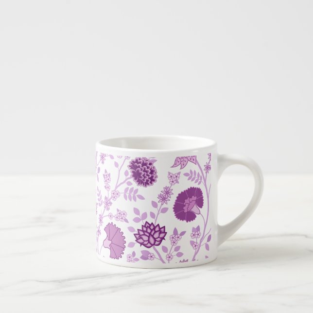 Taza De Espresso El gran patrón floral jacobino se pudre en blanco (Derecha)