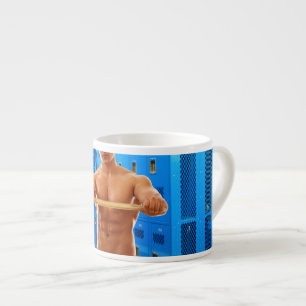Taza De Espresso El hombre muscular de SlipperyJoe sin camisa empac