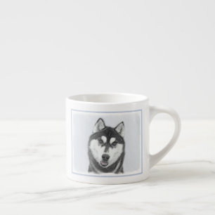 Taza De Espresso El Husky Siberiano (blanco y negro) pinta arte de