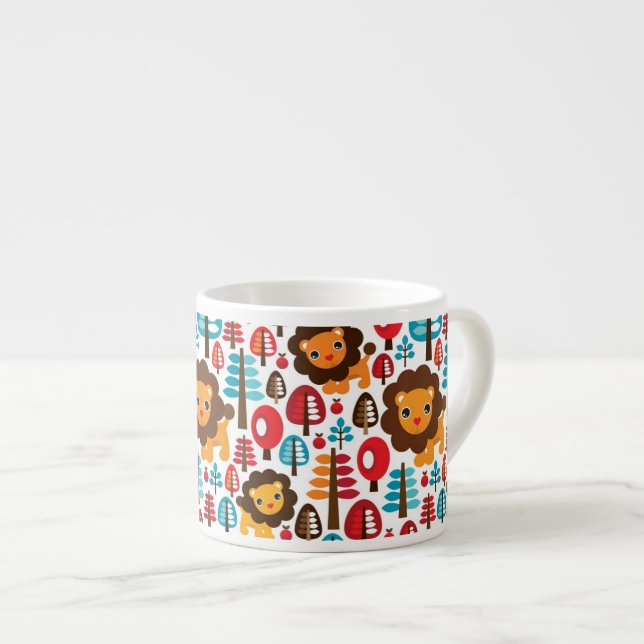 Taza De Espresso el león retro lindo embroma el ilustracion (Derecha)