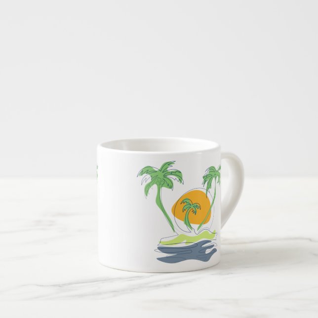 Taza De Espresso El paisaje de las playas de las islas tropicales.  (Derecha)