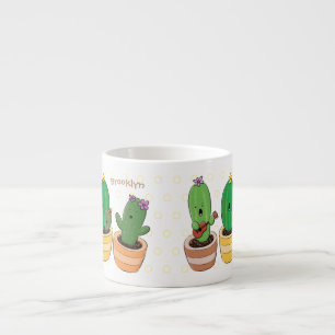 Taza De Espresso El trío de cactus lindo canto ilustracion personal