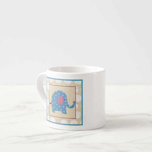 Taza De Espresso Elefante azul con puntos de Polka blanco (Izquierda)