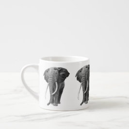 Taza De Espresso Elefante de toros - Dibujo a lápiz