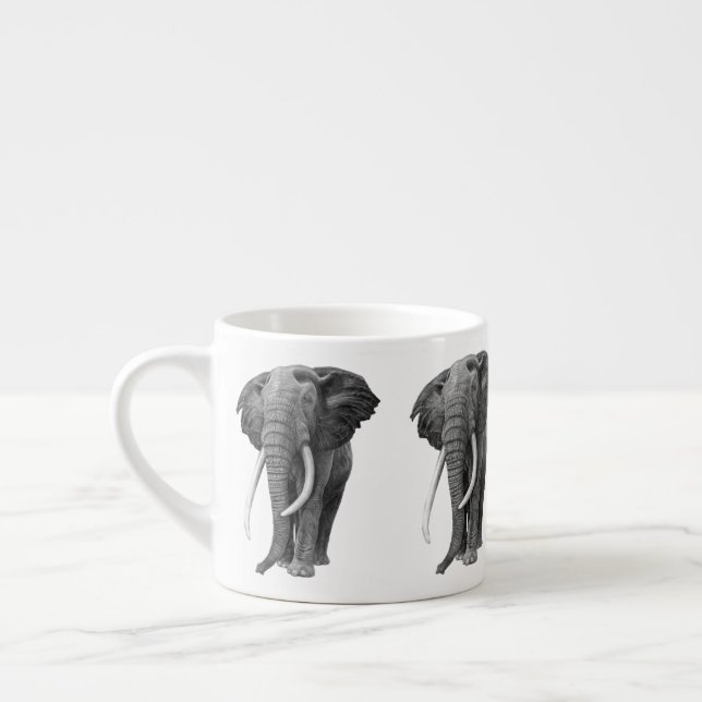 Taza De Espresso Elefante de toros - Dibujo a lápiz (Izquierda)